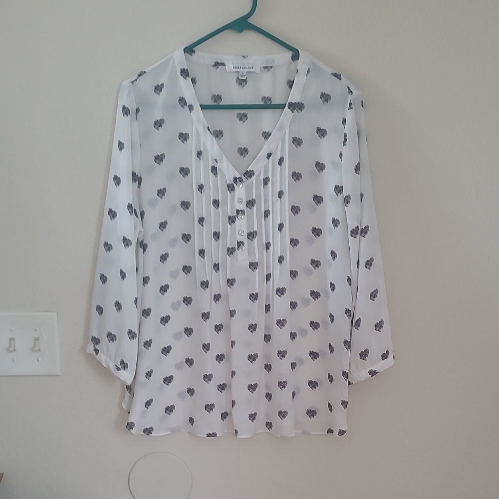 Rose & Olive White Pleated Bib Collar Blouse